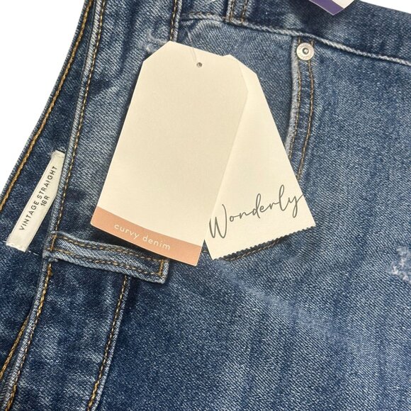 Wonderly  Womens 16R Curvy Vintage Straight Cropped Jeans High Rise Denim Slim - Picture 15 of 16